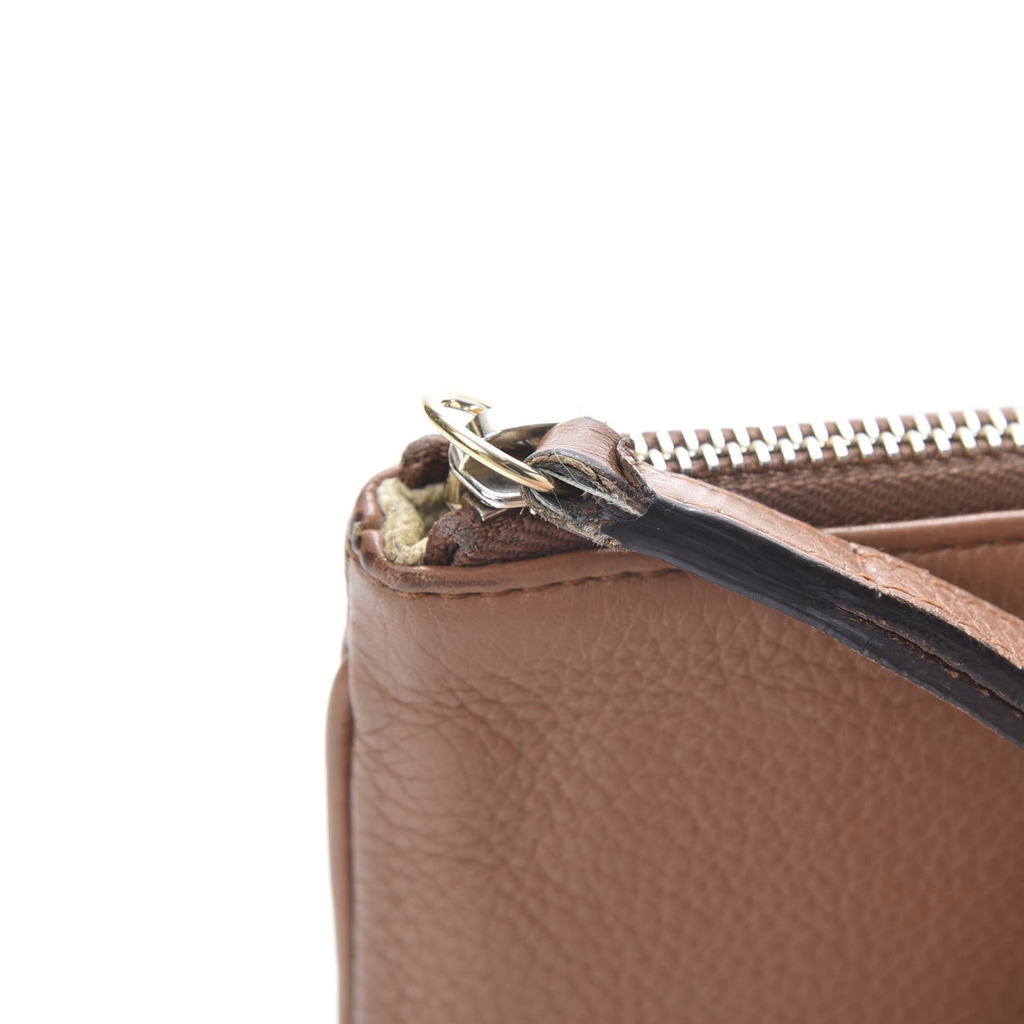 Pebbled Calfskin Soho Wristlet Camelia