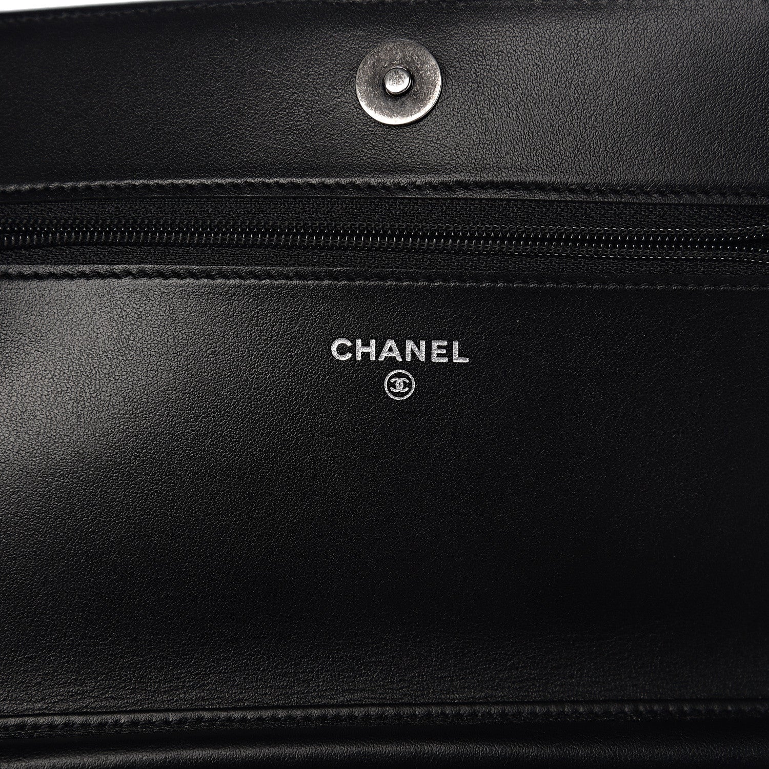 Chanel Grained Calfskin Chevron Quilted Boy Wallet On Chain WOC Black 5 of 14