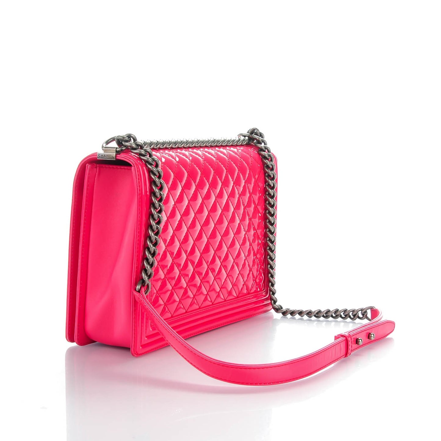Patent Quilted Large Boy Flap Pink