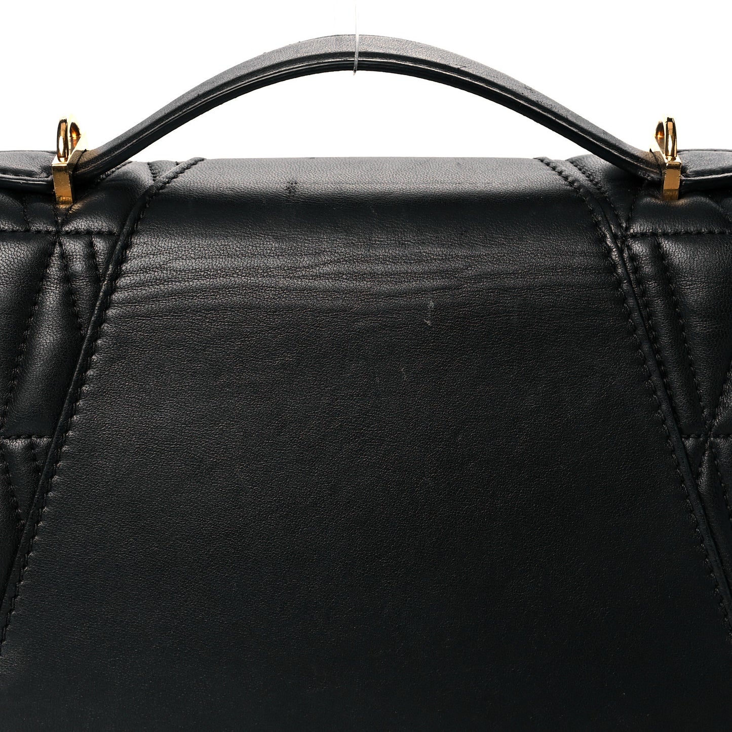 Nappa Quilted Virtus Top Handle Shoulder Bag Black