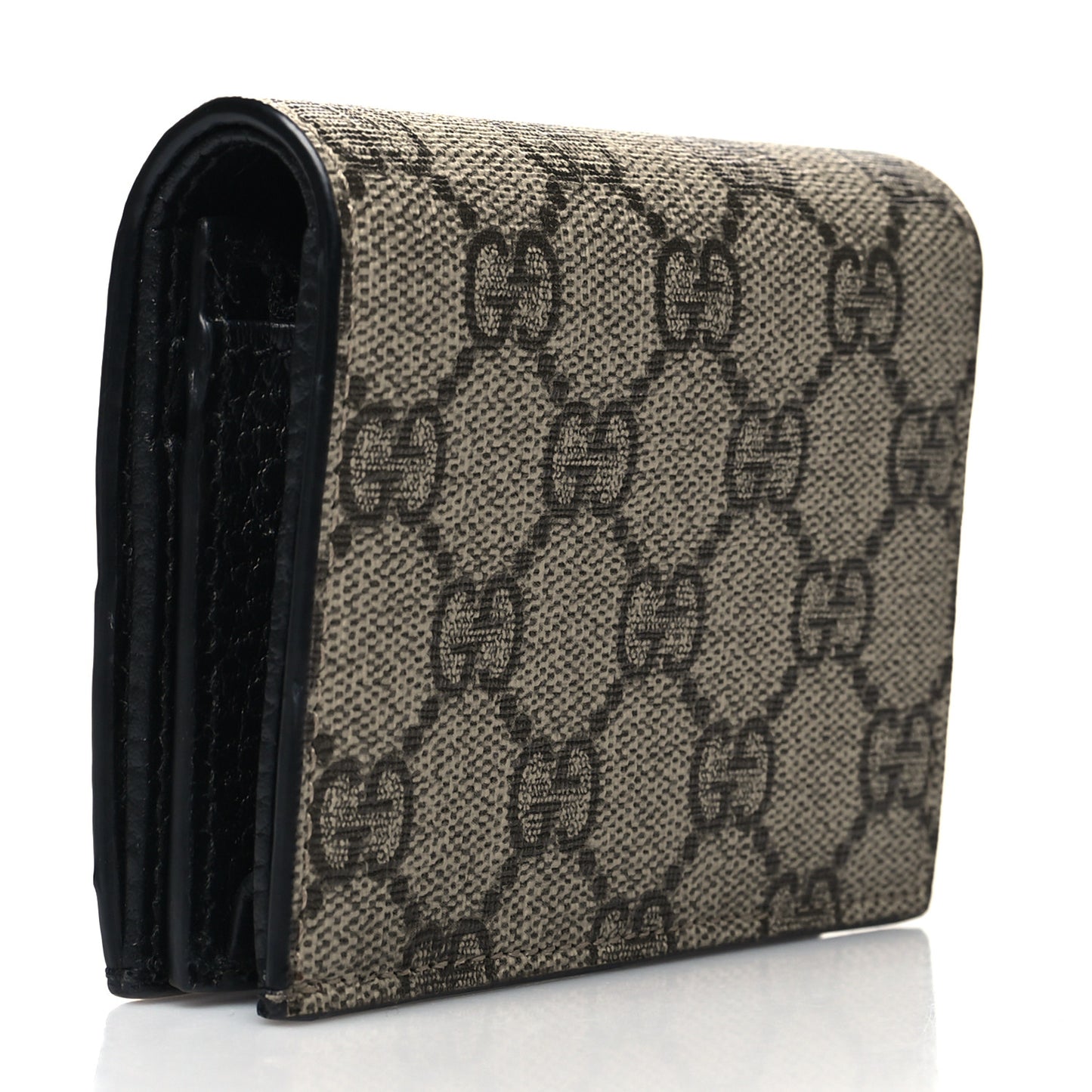 Dollar Calfskin GG Supreme Monogram GG Marmont Card Case Black Beige Ebony