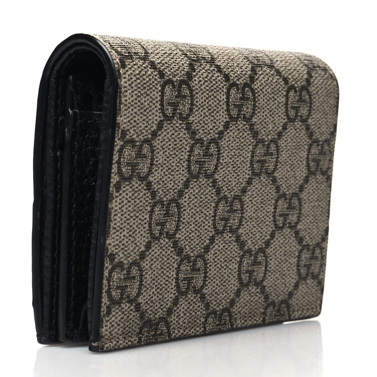 Gucci Dollar Calfskin GG Supreme Monogram GG Marmont Card Case Black Beige Ebony 3 of 10