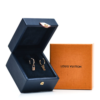 Louis Vuitton 18K Pink Gold Lockit Hoop Earrings 5 of 5