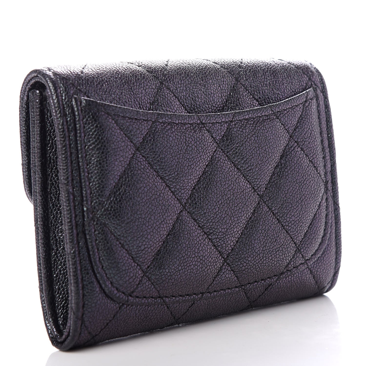 Chanel Iridescent Caviar Quilted Flap Card Holder Wallet Black 3 of 9