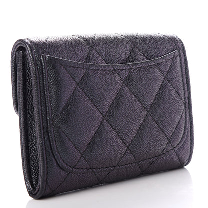 Chanel Iridescent Caviar Quilted Flap Card Holder Wallet Black 3 of 9
