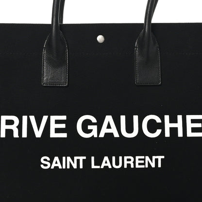 Saint Laurent Linen Calfskin Rive Gauche Tote Black 7 of 9