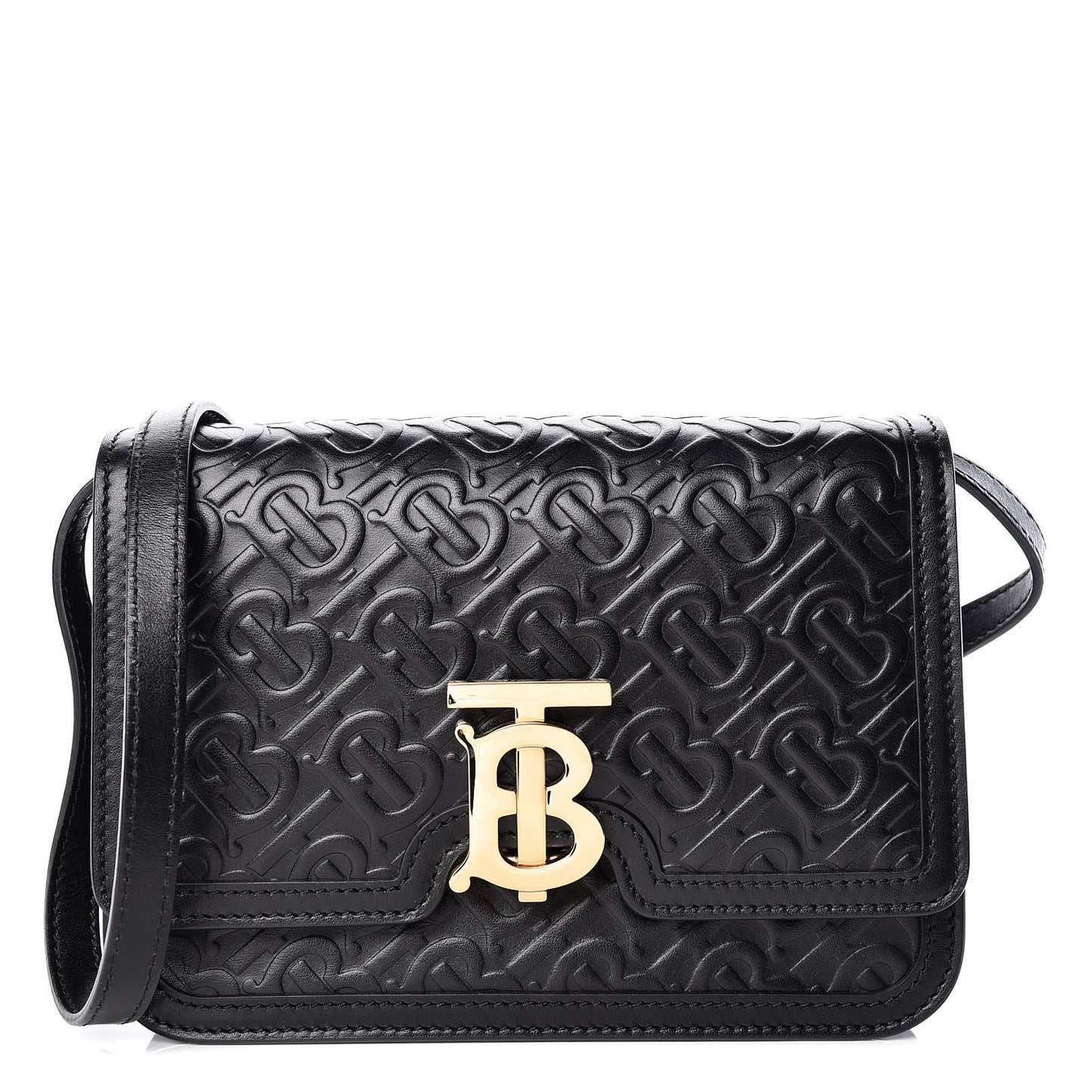 Calfskin Monogram Embossed Small TB Bag Black