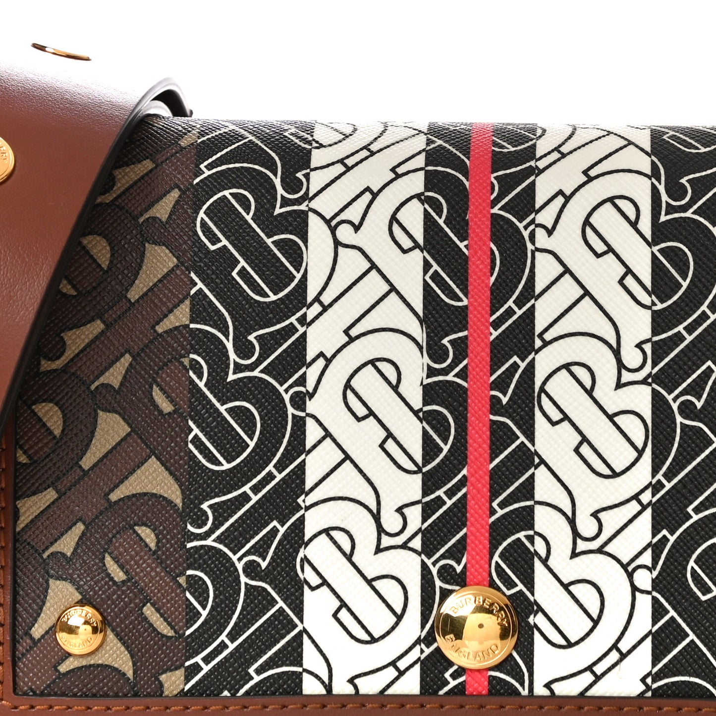 E-Canvas Monogram Stripe Hackberry Crossbody Bag Bridle Brown
