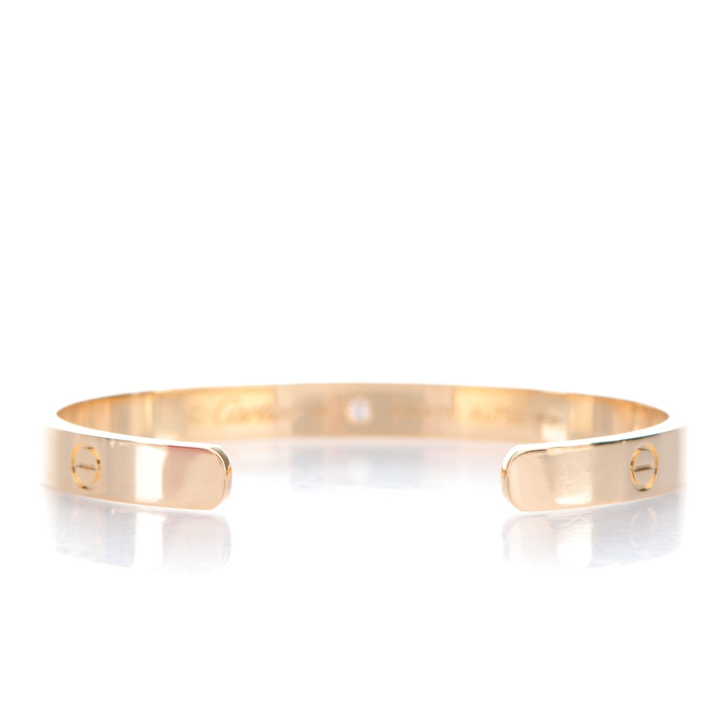 18K Yellow Gold 1 Diamond LOVE Cuff Bracelet 18