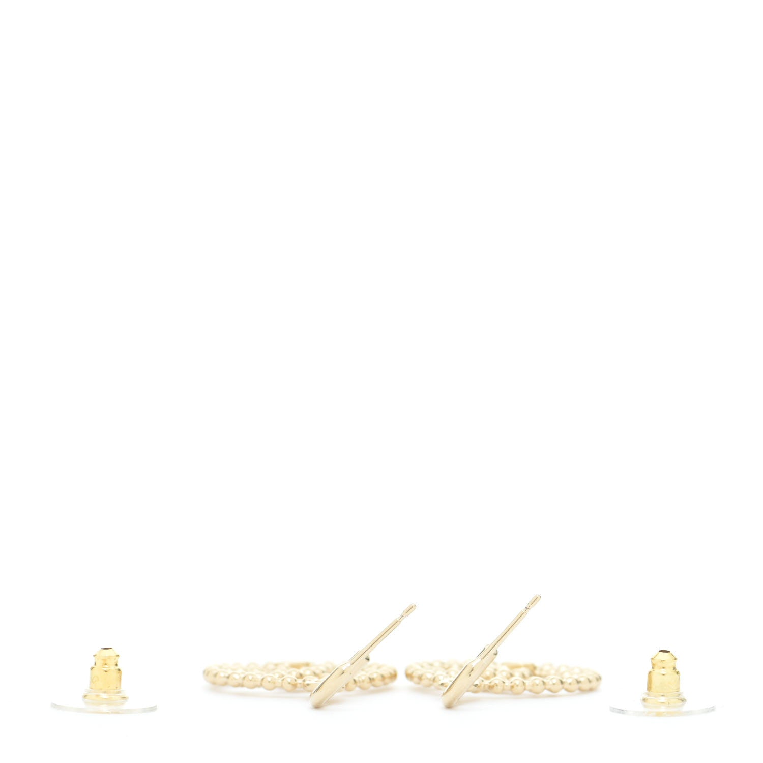 Chanel Metal Bead Round CC Drop Earrings Gold 3 of 5