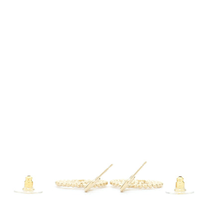 Chanel Metal Bead Round CC Drop Earrings Gold 3 of 5