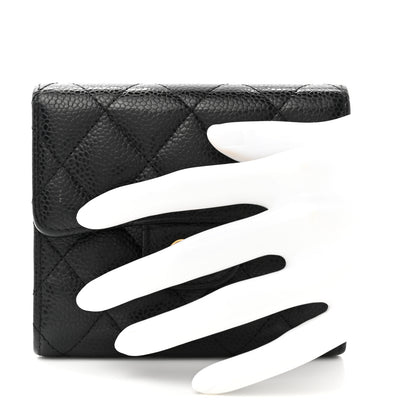 Chanel Caviar Quilted Compact Flap Wallet Black 2 of 8