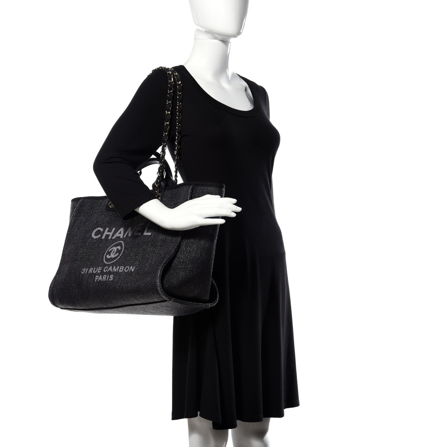 Chanel Canvas Medium Deauville Tote Grey 2 of 17