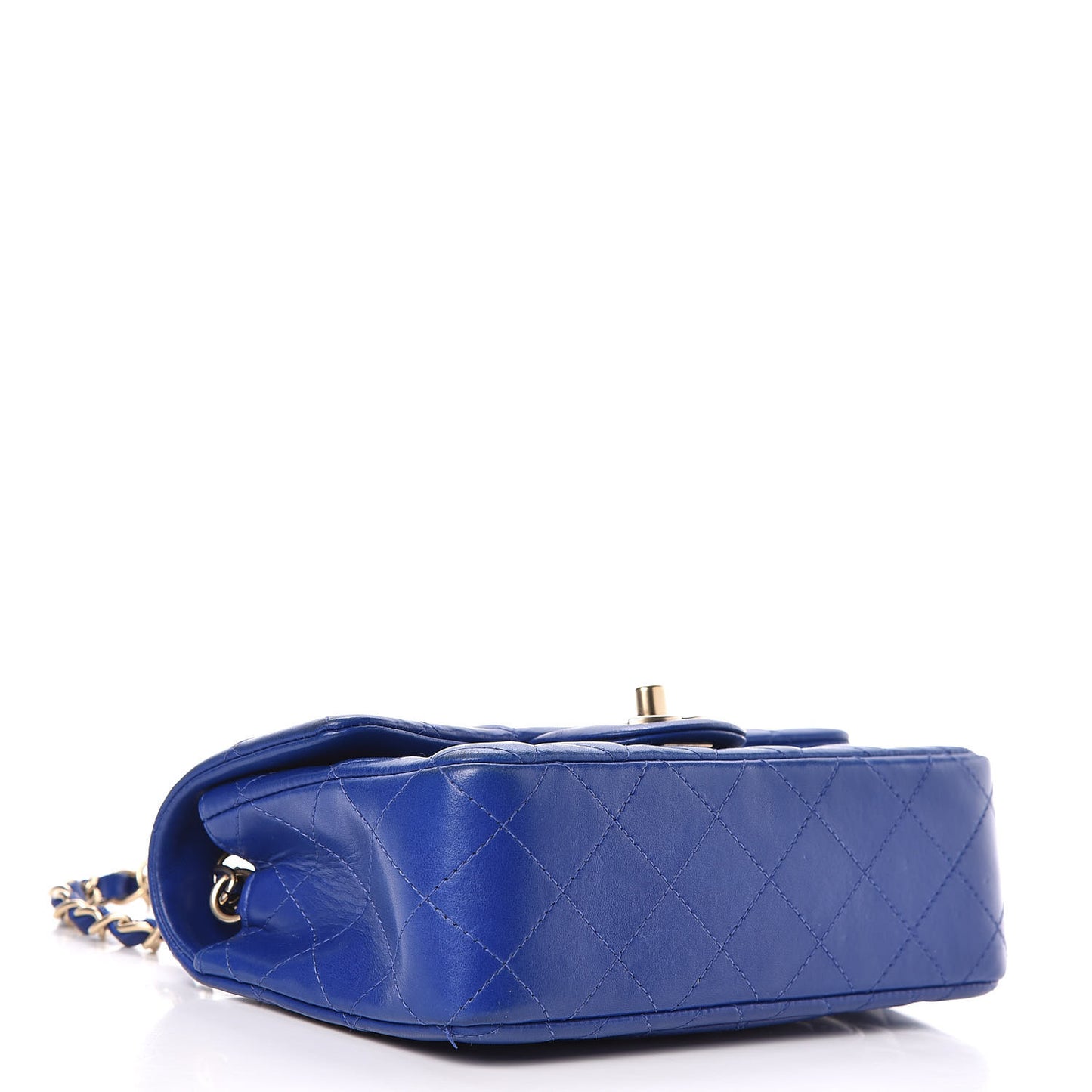 Lambskin Quilted Mini Rectangular Flap Dark Blue