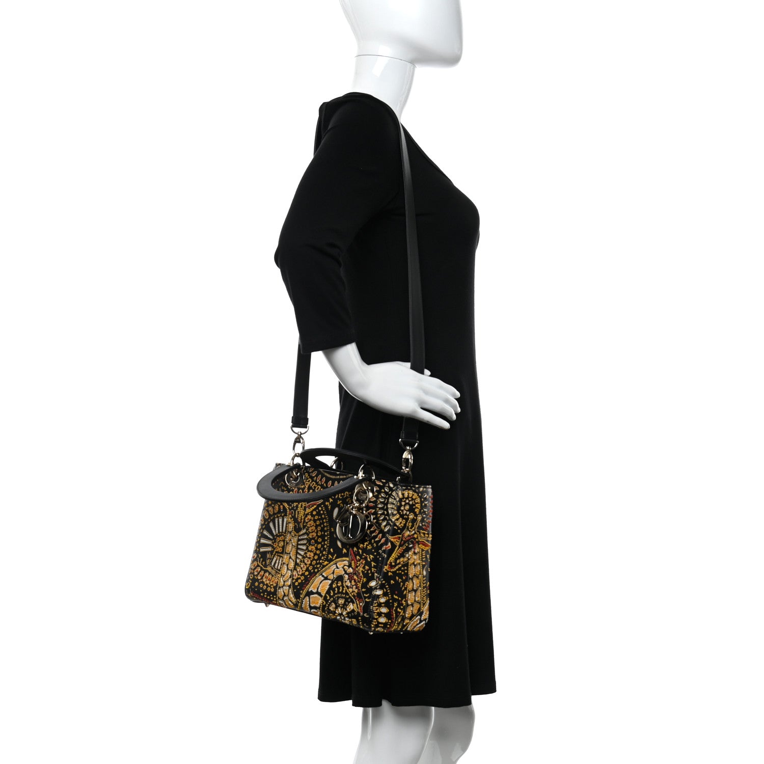Christian Dior Smooth Calfskin Embroidered Animals Medium Lady Dior Black Multicolor 2 of 11
