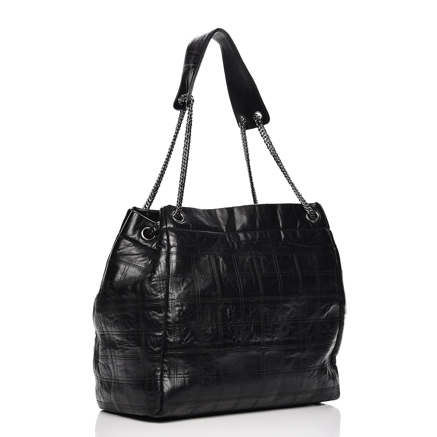 Chanel Lambskin Square Stitched Lax Accordion Shoulder Bag Black 5 of 12