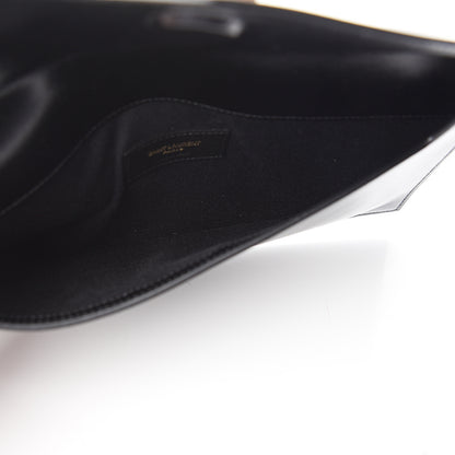 Saint Laurent Smooth Shiny Calfskin Monogram Uptown Pouch Black 4 of 7