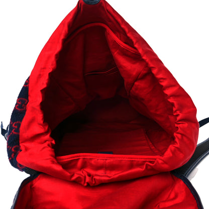Gucci Covered Wool GG Monogram Large Double Buckle Backpack Navy Red 4 of 10