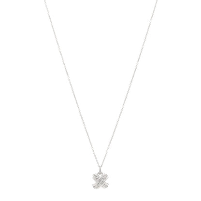 Tiffany 18K White Gold Diamond Signature X Pendant Necklace 1 of 5