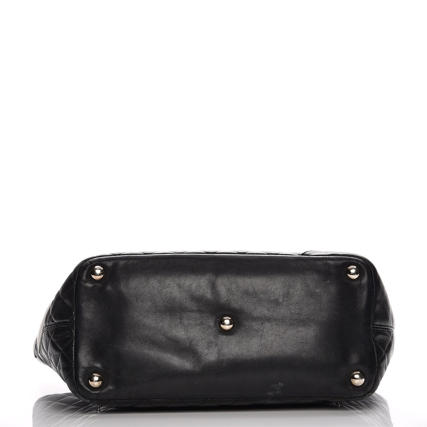 Calfskin Quilted Large Cambon Tote Black White