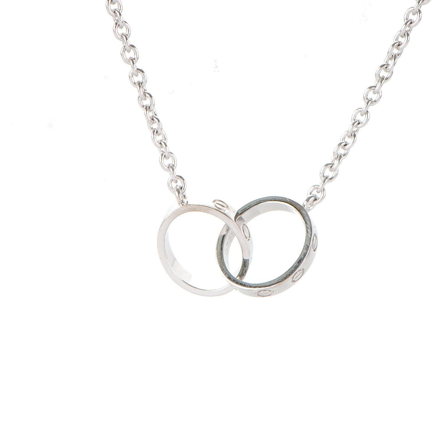 Cartier 18K White Gold Interlocking LOVE Necklace 3 of 7