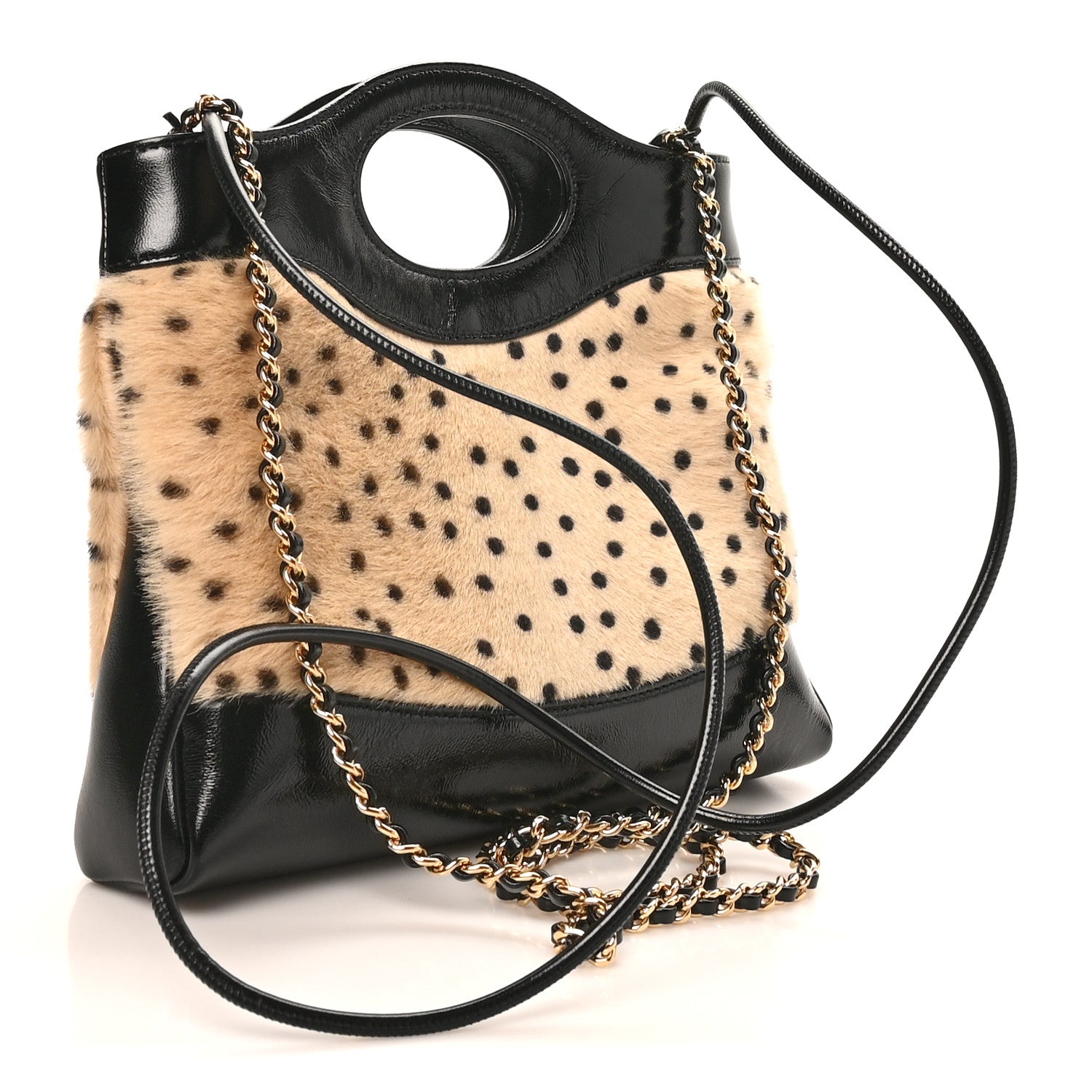 Chanel Shiny Lambskin Pony Hair Cheetah Printed Mini 31 Shopping Bag Light Beige Black Light Beige Black 3 of 11