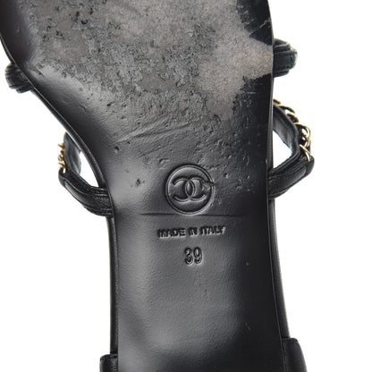 Chanel Lambskin CC Chain Sandals 39 Black 7 of 8