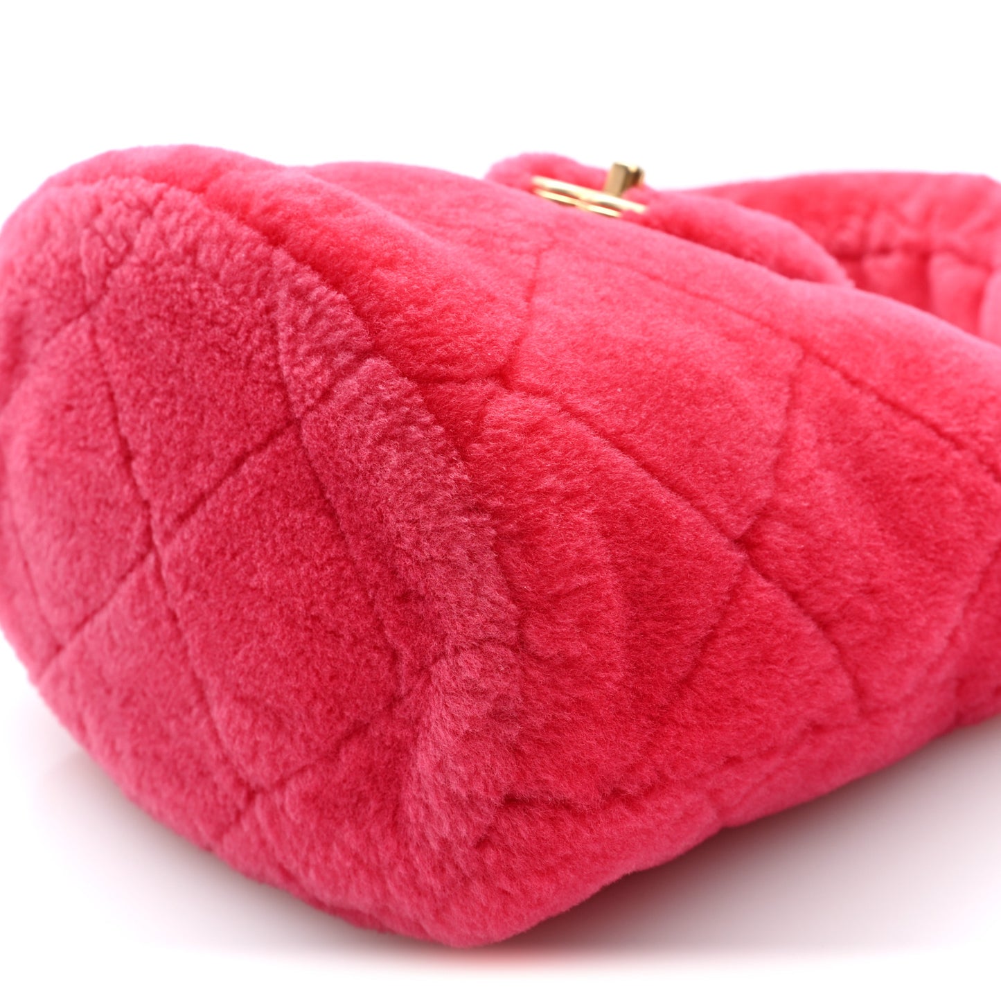 Shearling Quilted Bucket Bag Fuchsia