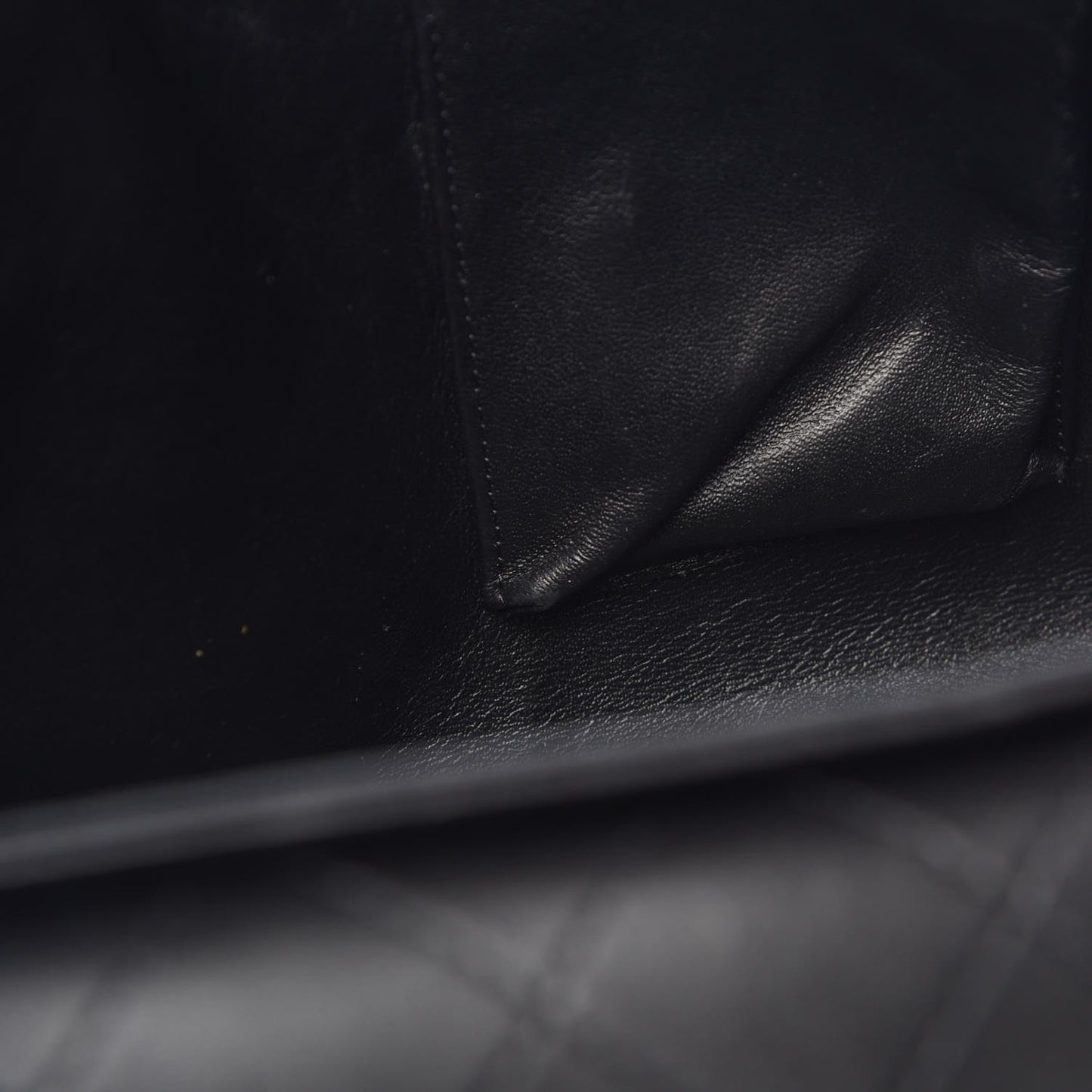 Lambskin Quilted CC Accordion Shopping Bag Black