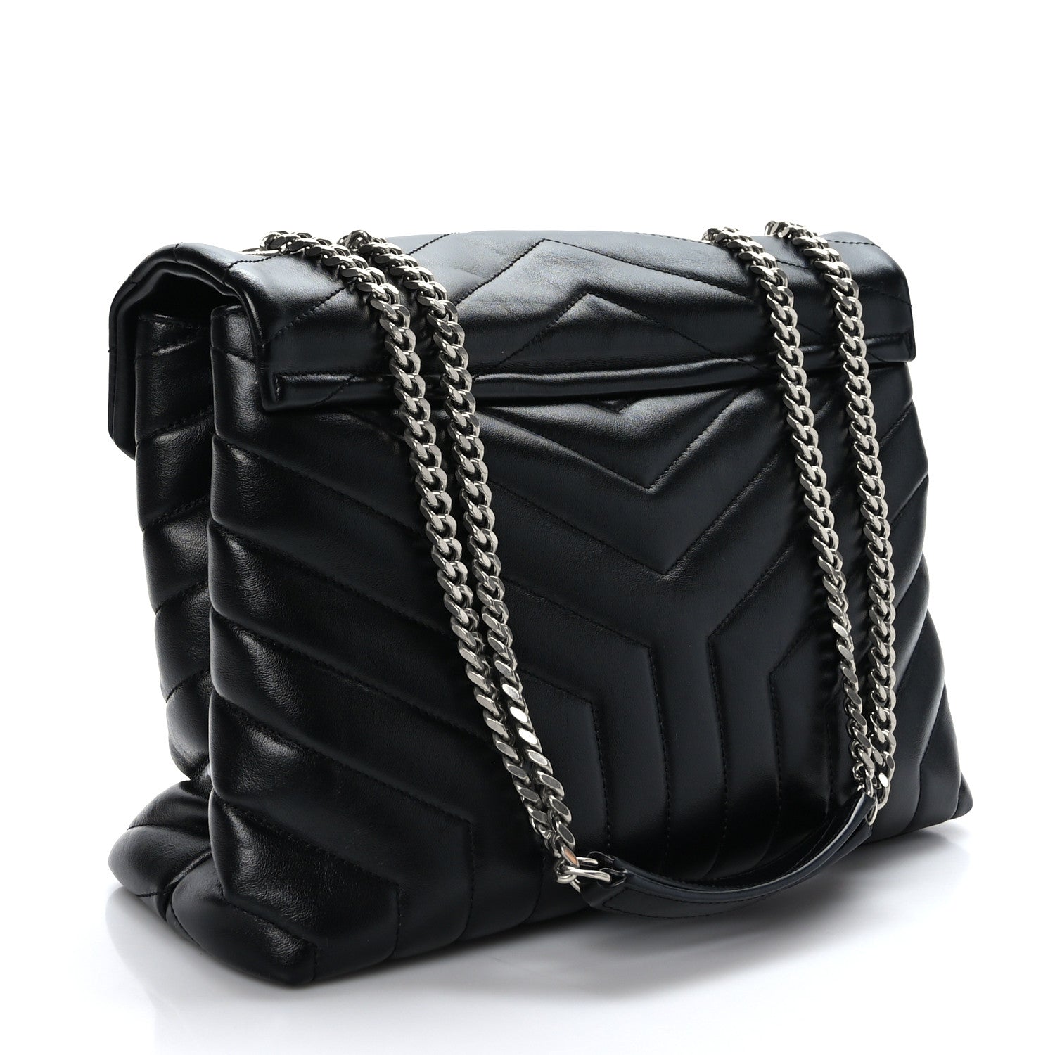 Saint Laurent Calfskin Y Quilted Monogram Medium Loulou Chain Satchel Black 3 of 9