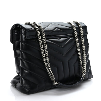 Saint Laurent Calfskin Y Quilted Monogram Medium Loulou Chain Satchel Black 3 of 9
