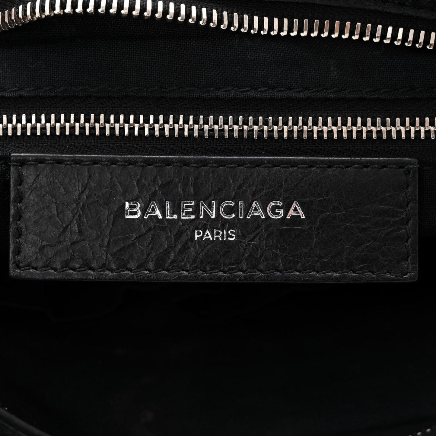 Agneau Classic Silver Hardware S City Logo Strap Black