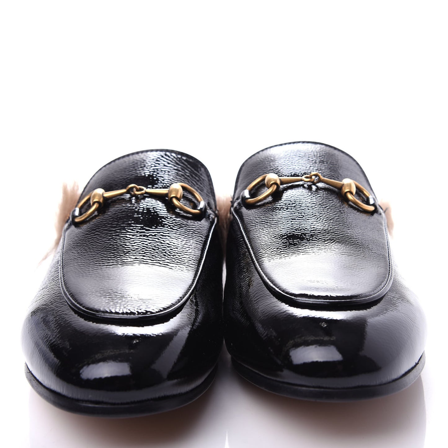 Patent Fur Womens Princetown Slippers 37.5 Black