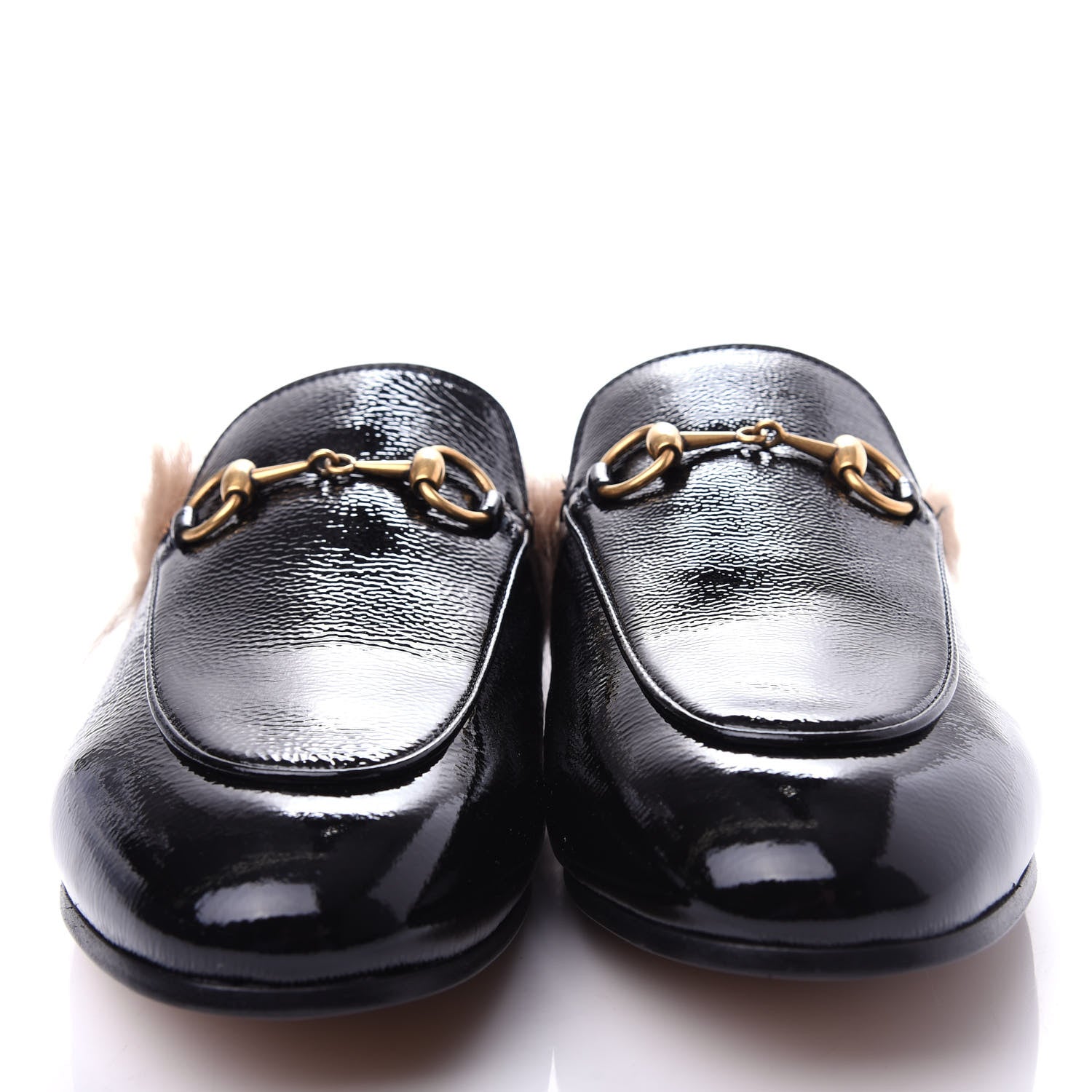 Gucci Patent Fur Womens Princetown Slippers 37.5 Black 5 of 10