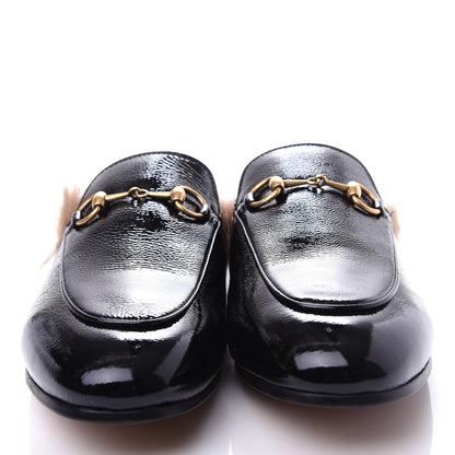 Gucci Patent Fur Womens Princetown Slippers 37.5 Black 5 of 10