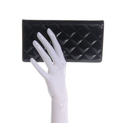 Chanel Striated Patent Yen Wallet Black 2 of 7