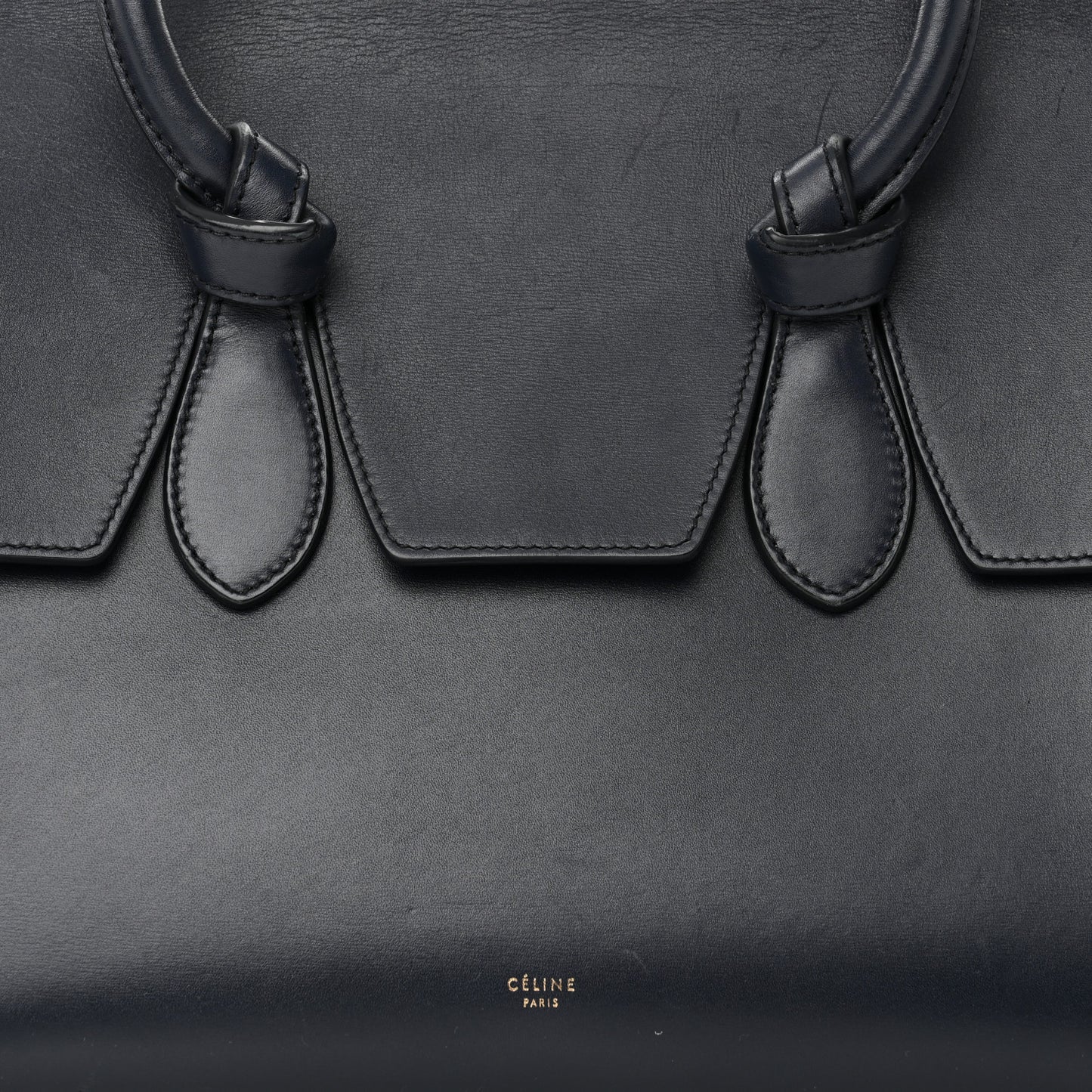 Smooth Calfskin Small Tie Knot Tote Navy Blue