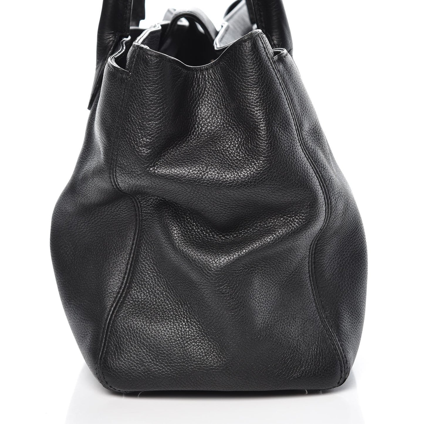 Calfskin Cerf Executive Shopper Tote Black