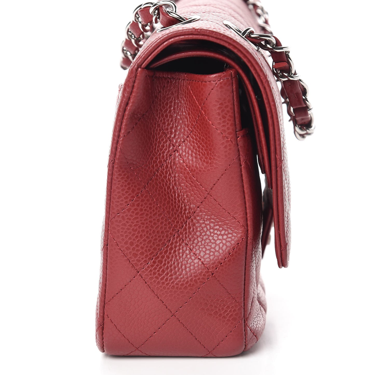 Caviar Quilted Medium Double Flap Red
