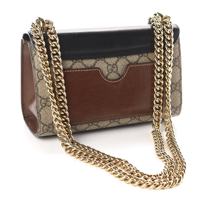 Gucci GG Supreme Monogram Calfskin Small Padlock Shoulder Bag Beige Black Cuir 3 of 12