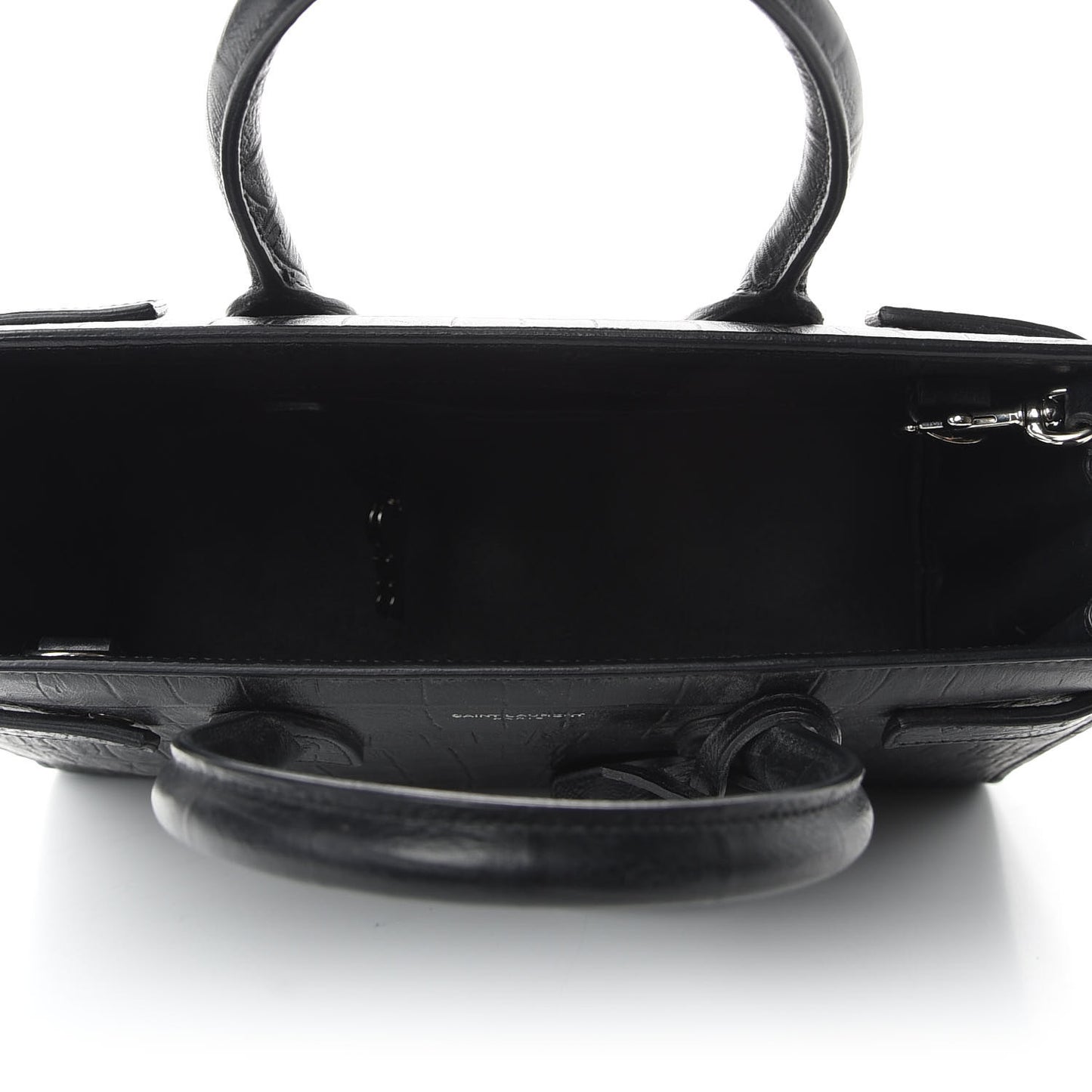 Calfskin Crocodile Embossed Baby Sac De Jour Black