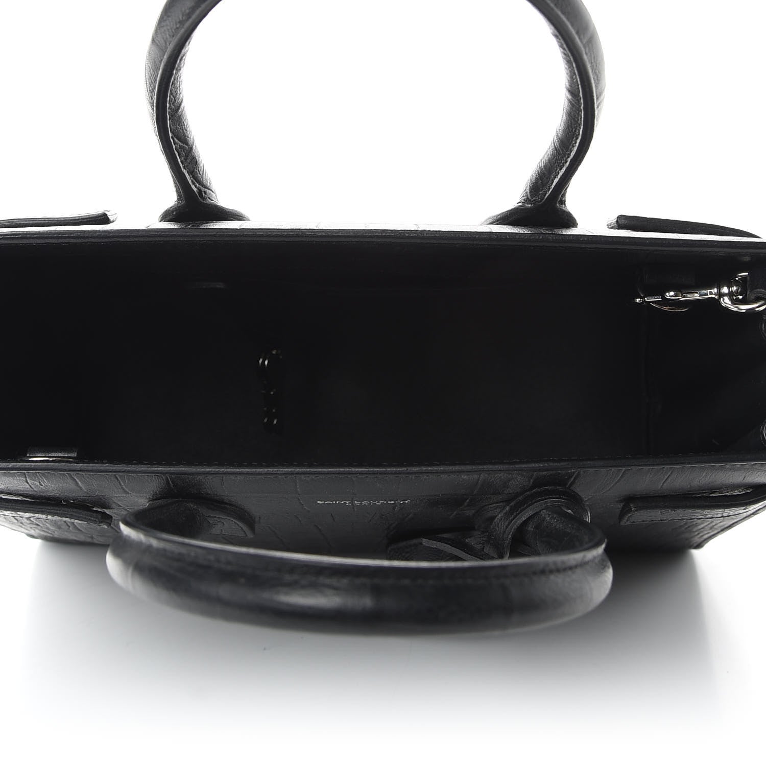 Saint Laurent Calfskin Crocodile Embossed Baby Sac De Jour Black 8 of 9