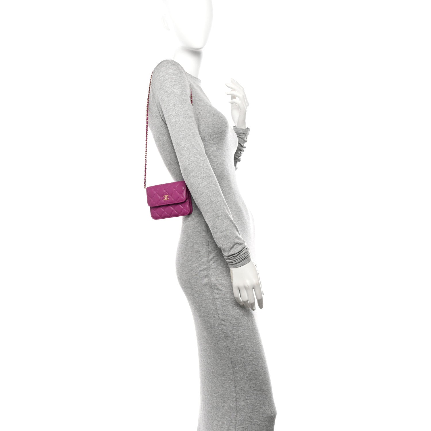 Chanel Lambskin Quilted Pearl Crush Clutch With Chain Purple 2 of 12