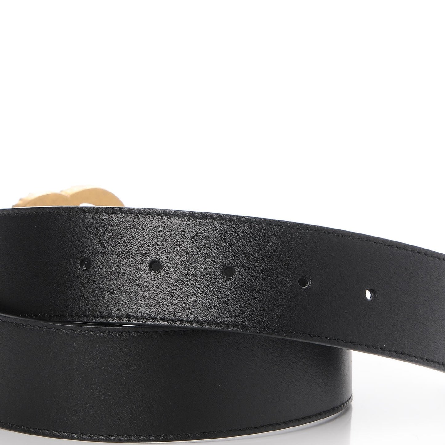 Moon Calfskin Pearl Double G 40mm Belt 75 30 Black Cream