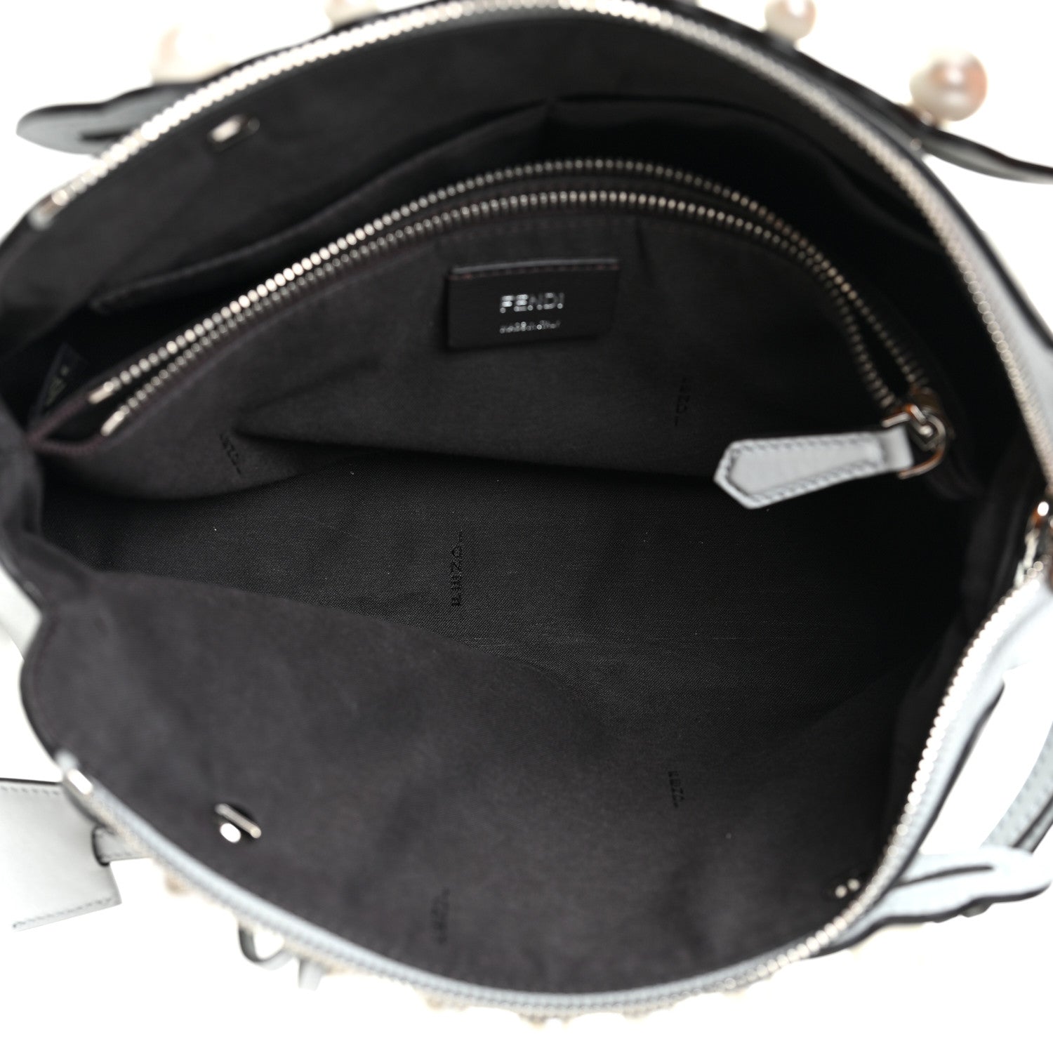 Fendi Vitello Dolce Pearl Scalloped Medium By The Way Boston Bag Grigio Perla 5 of 10