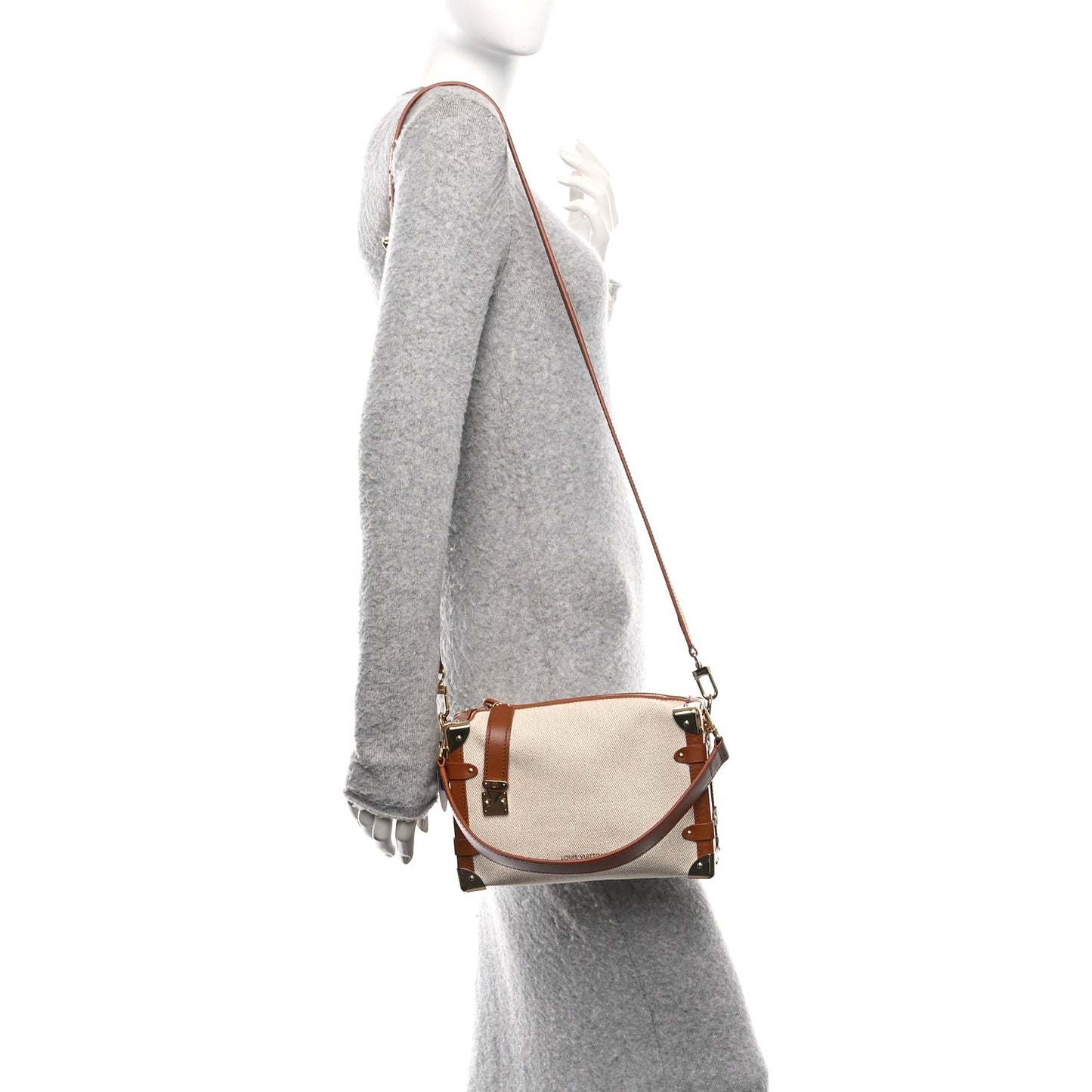 Canvas Side Trunk MM Ecru Cognac