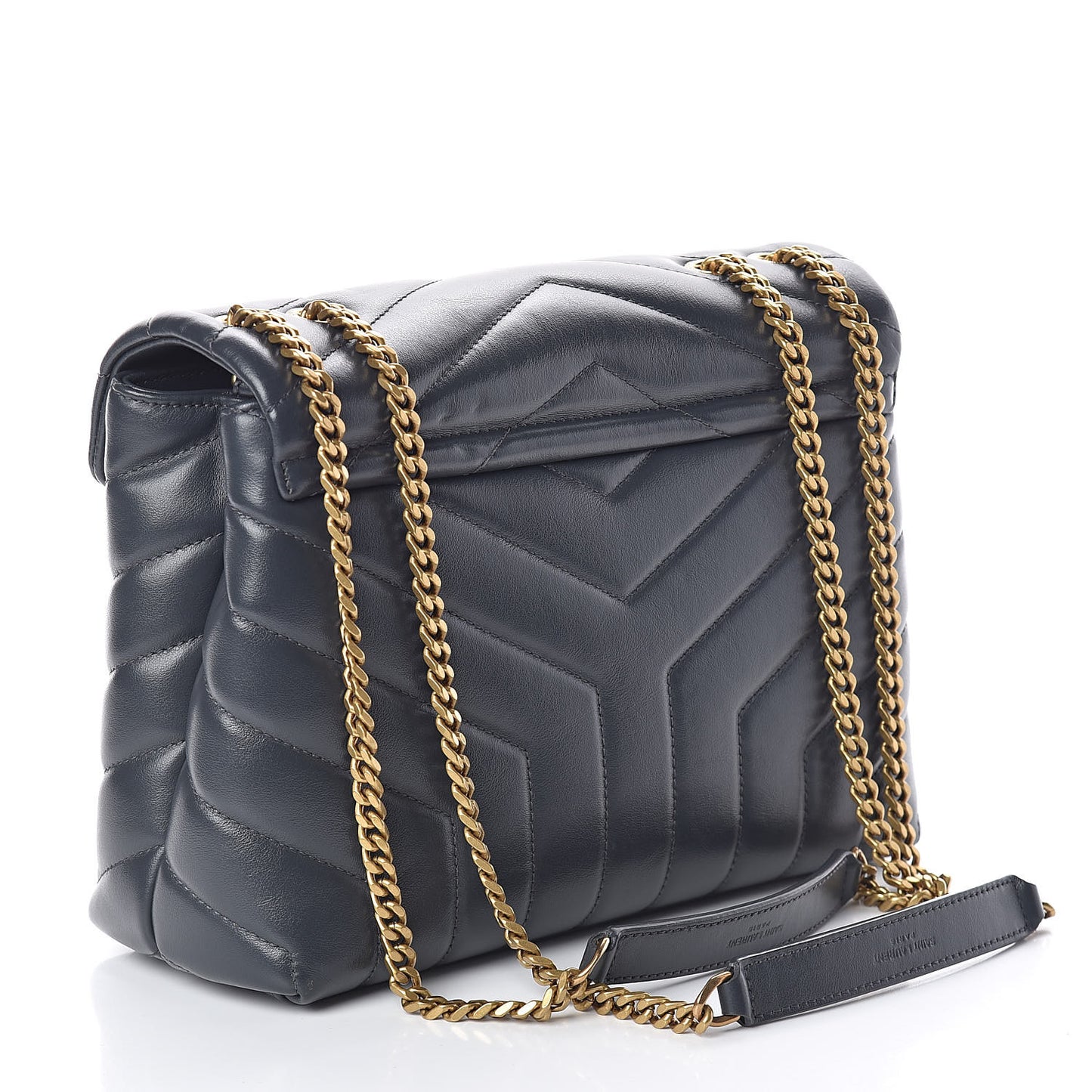 Calfskin Y Quilted Monogram Small Loulou Chain Satchel Asphalt