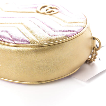Gucci Metallic Nappa Matelasse Heart Mini GG Marmont Round Shoulder Bag Oro Vecchio Rosa 8 of 8