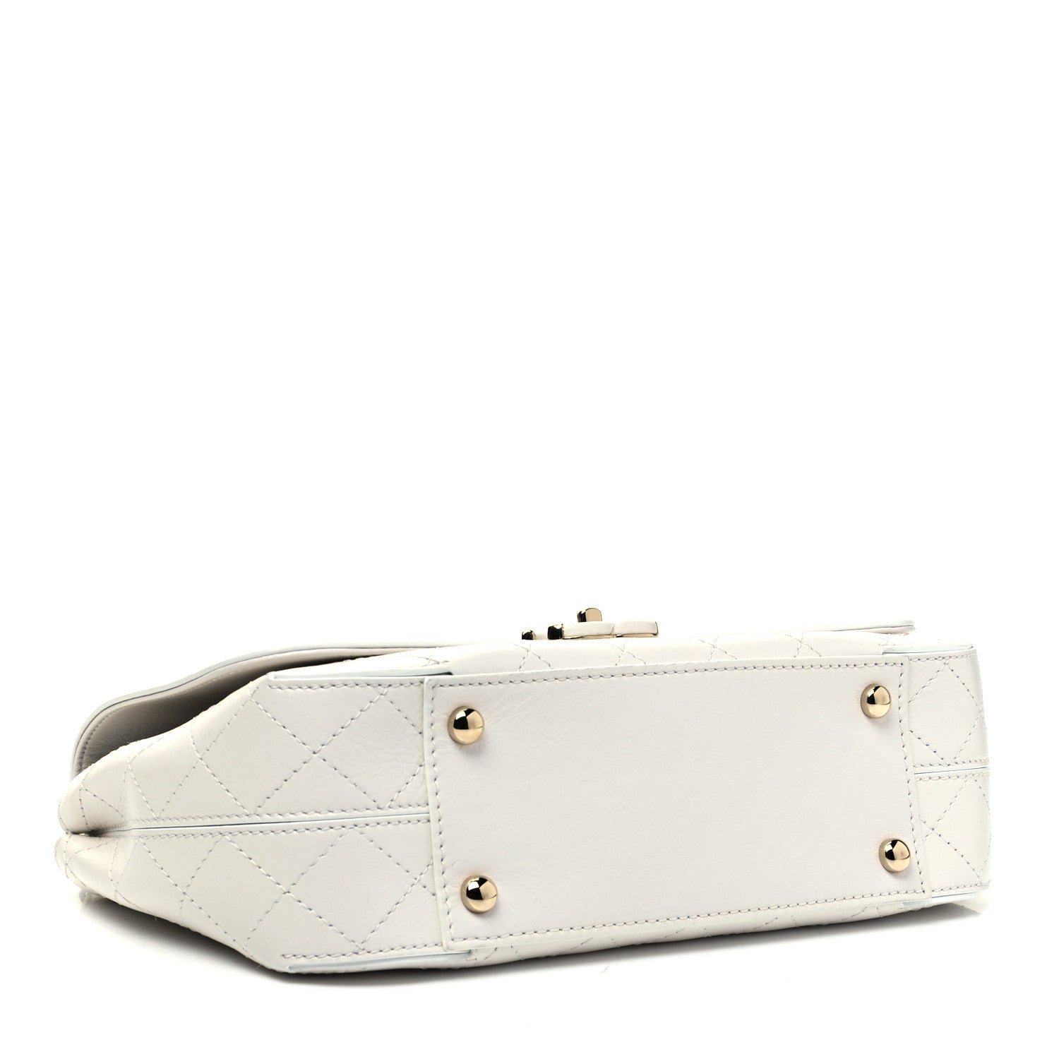 Chanel Calfskin Stitched Medium Covered CC Flap Bag White 4 of 9