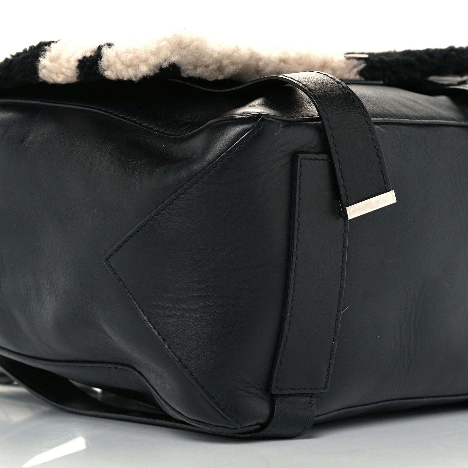 Proenza Schouler Calfskin Shearling Small Blurred Stripe PS Backpack Black Nude 4 of 9